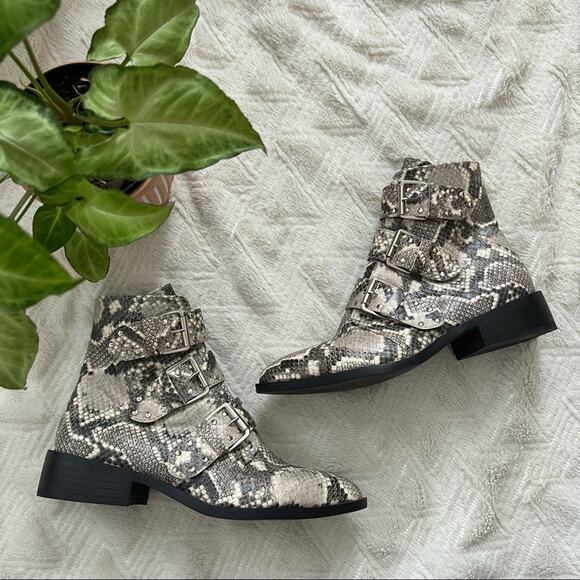 Steven by Steve Madden Harmon Snakeskin Triple Buckle Boots - Picture 3 of 11